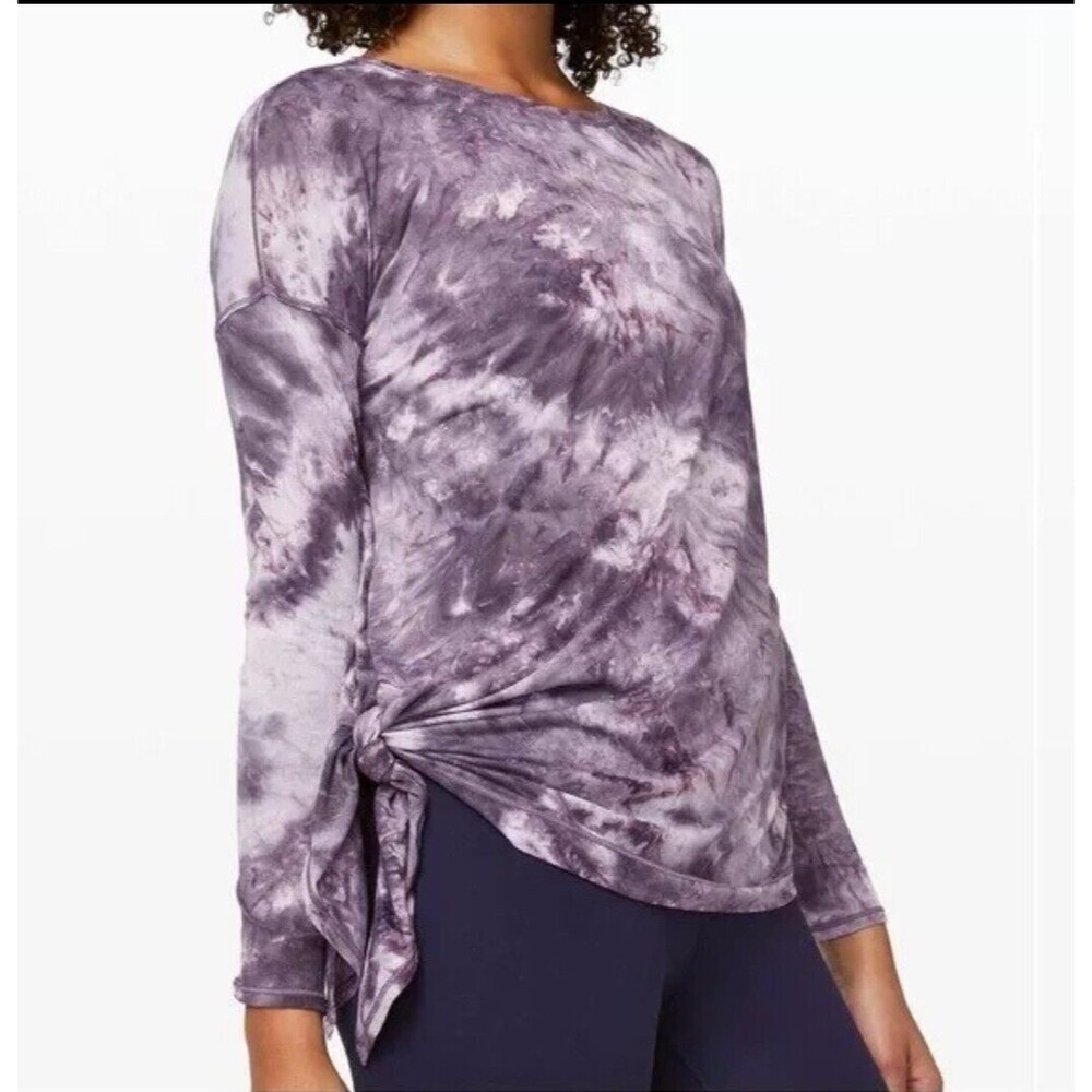 LULULEMON To The Point L/S Tye Dye Purple Top Women's Sz 4 Active Wear Work Out